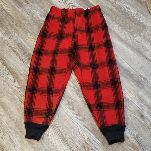 Vintage Wool Buffalo Plaid Hunting Pants Men 33x29 Red Lumberjack Outdoor Unisex - Picture 9 of 14